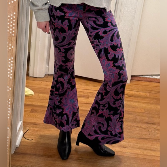 Made for Pearl Purple Electric Paisley Silk Boho Hippie Bell Bottoms Size 4 - Picture 4 of 5